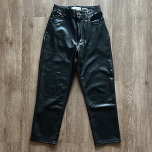 Abercrombie Curve Love Vegan Leather Ankle Straight High Rise Pants Black 25